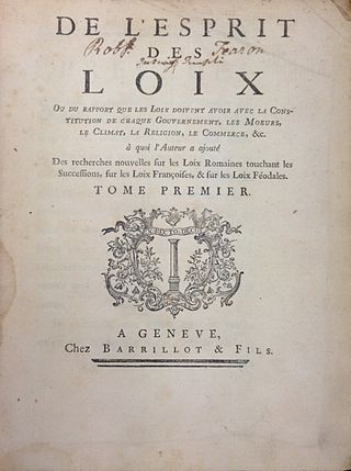 Montesquieu's 1748 De l'Esprit des loix