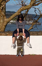 Mother and toddler at Relvão Park, Angra do Heroísmo, Azores, Portugal