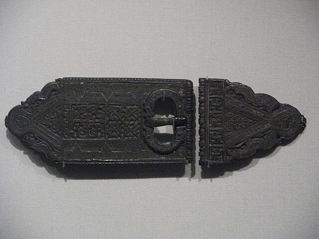 5th-century Romano-British or Anglo-Saxon belt fittings from the Anglo-Saxon cemetery at Mucking