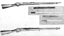 Type 13(Top) & Type 22(bottom) Murata rifle. Murata rifle was the first indigenously produced Japanese service rifle adopted in 1880. MurataTR.png