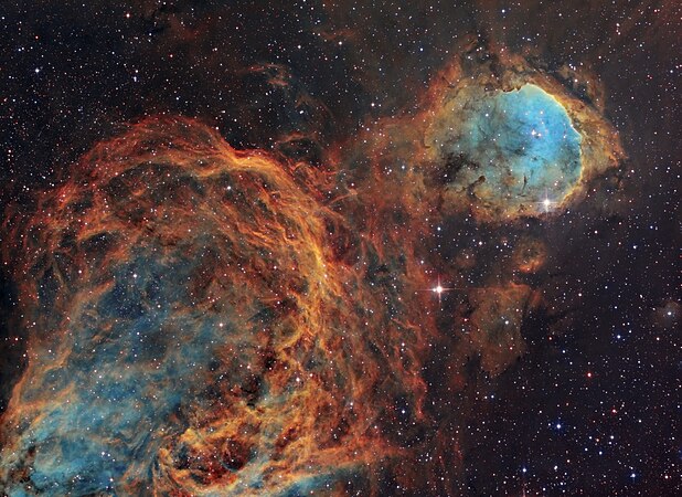 Astrophotography of the NGC 3324 nebula in narrowband technique and Hubble palette (SHO). Photo by Cappellettiariel