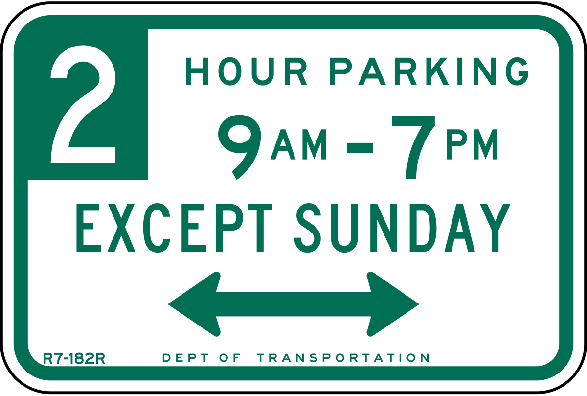 Except sunday. Suzuki parking only. Restrictions. Except.