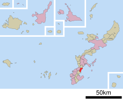 Okinava prefekturasidagi Nakagusukuning joylashishi