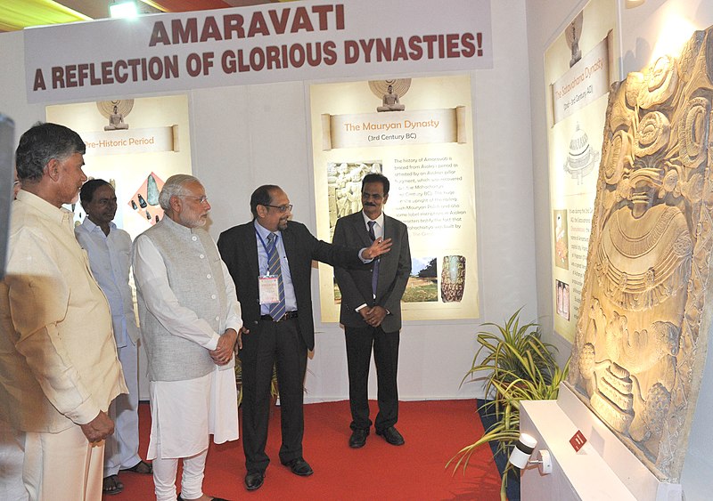 File:Narendra Modi visiting the exhibition on 'Amaravathi'- the new Capital city of Andhra Pradesh. The Chief Minister of Andhra Pradesh, Shri N. Chandrababu Naidu and the Chief Minister of Telangana.jpg