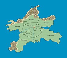 Númenor adasının haritası.