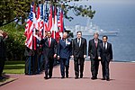 Obama, Prince Charles, Brown, Harper & Sarkozy at Normandy American Cemetery and Memorial 2009-06-06.JPG