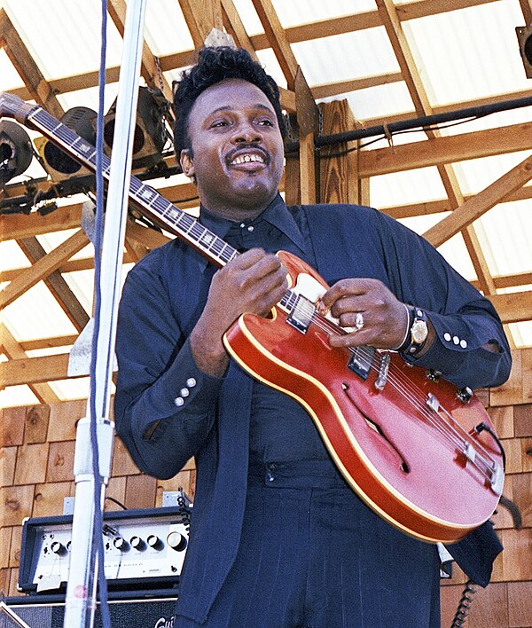 Otis Rush performs at the 1970 Ann Arbor Blues Festival, Ann Arbor, Michigan.