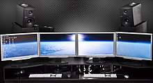 Two dual-monitor digital audio workstations Oto godfrey-multi screen studio.jpg