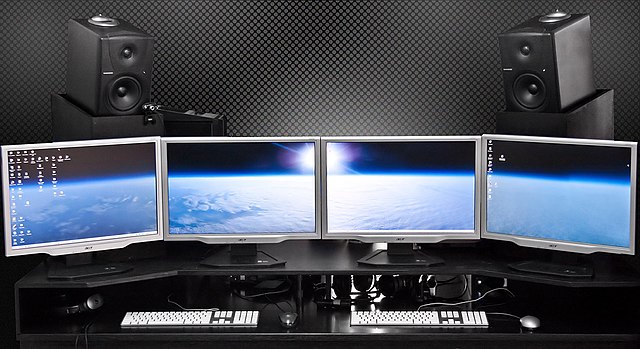 Two dual-monitor digital audio workstations