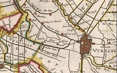 Historische landkaart Blaeu met Oude Rijn