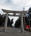 Miyajidake-jinja stone torii in front of Miyajihama Beach 宮地浜海岸手前の宮地嶽神社の石造鳥居