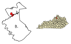 Localização de Esparta em Owen County, Kentucky.