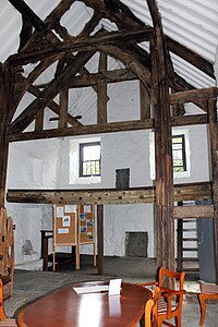 The spere at Pennarth Fawr, with the remains of the service rooms behind.