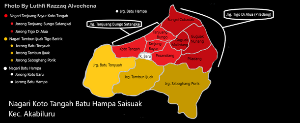 Peta Tua Kuno dari Nagari Koto Tangah Batu Hampa di (District Akabiluru) yang berada di Alam Minangkabau sebelumkedatangan bangsa eropa