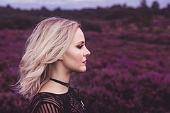 Photo of Philippa Hanna in a field of Lavender promoting the album Come Back Fighting Philippa Hanna (Come Back Fighting Press Shot).jpg