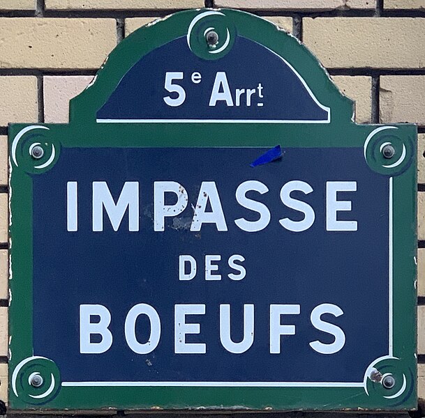 File:Plaque Impasse Bœufs - Paris V (FR75) - 2021-07-27 - 1.jpg