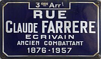 Paris'teki Claude Farrère caddesi