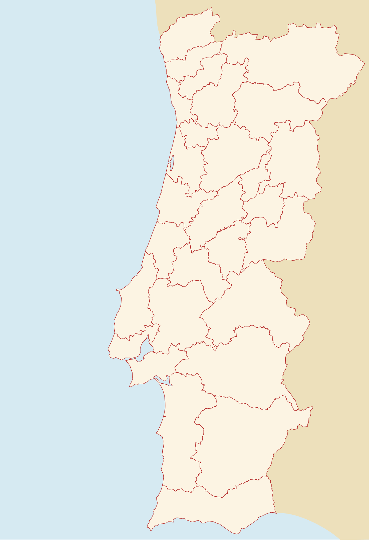 Mapa de resultados por região NUTS III.