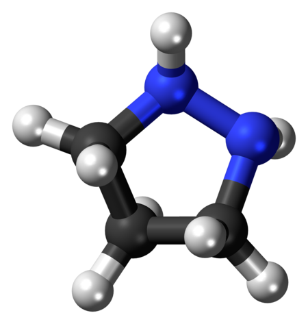 Ball-and-stick model of the pyrazolidine molecule