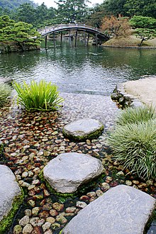 Carefully positioned stones around the pond in Ritsurin Garden. Ritsurin park15s3200.jpg