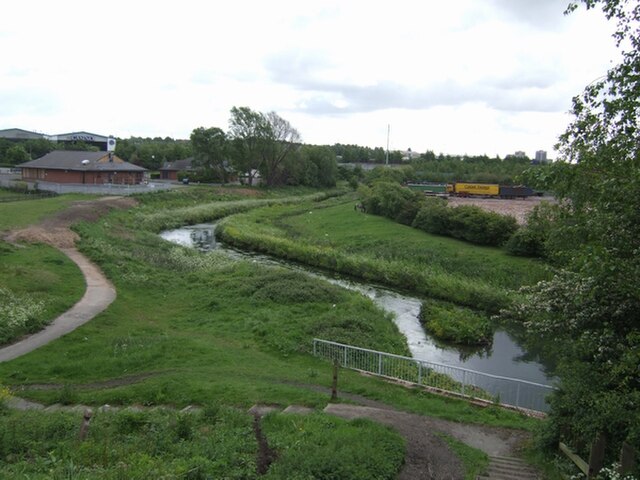 The Willenhall branch south of the Anson Branch Canal, near the Bentley Mill entertainment and retail area.