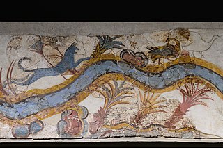 River scene Minoan fresco from Akrotiri