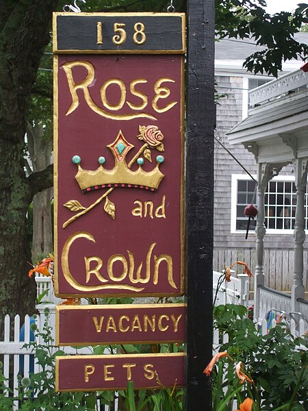 File:Rose and Crown guest house sign, Provincetown, MA, USA.JPG