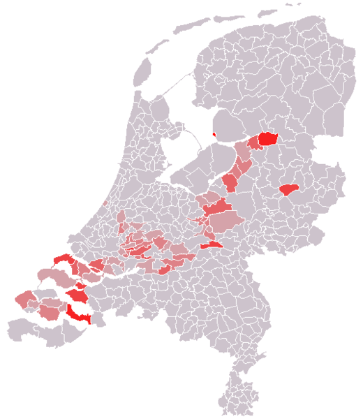 File:SGP-stemmers per gemeente Tweede Kamer 2003.png