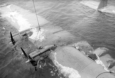 VP-45 PBY-5 being salvaged at Casco Cove, August 1943 Salvage of PBY at Attu 1943.jpg