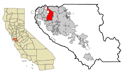 Ubicación en el condado de Santa Clara y el estado de California