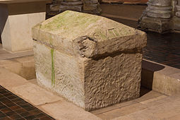 The tomb of St Eutropius in the Basilica of St Eutropius in Saintes Sarcophage Saint Eutrope Saintes Charente-Maritime.jpg