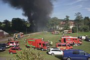 Scheunenbrand in Petersberg im September 2016, Feiuerwehreinsatz mehrerer Wehren inklusie der Feuerwehr Fulda und des Katastrophenschutzzuges.