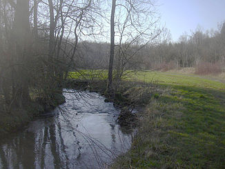 De loop van de rivier tussen Ilsfeld en Talheim