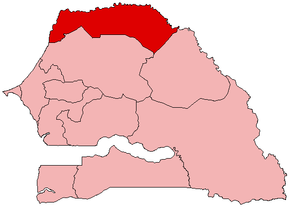 Harta regiunii Saint-Louis în cadrul Senegalului