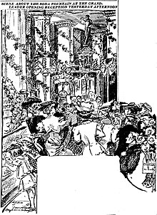 Sketch by St. Louis Post-Dispatch journalist Marguerite Martyn of the opening of the Grand-Leader department store on September 8, 1906 Sketch by Marguerite Martyn of opening of Grand-Leader store in St. Louis on September 8, 1906.jpg