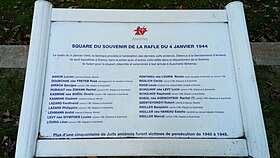 Stèle à la mémoire des Juifs amiénois raflés le 4 janvier 1944