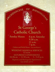 Notice board in 2011 St George's Church sign, Worcester by P L Chadwick Geograph 2718598.jpg