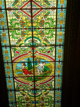 Stained glass window in Columbus Theatre, Buenos Aires, Argentina