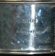 The Stanley Cup acknowledges the cancelled 2004-05 season with the words, "2004-05 Season Not Played" due to the lockout. Stanley Cup Season 2004-05.jpg