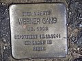 "Hier wohnte Werner Gans, Jg. 1908, deportiert 10.11.1941, ermordet in Minsk"