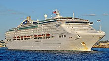 The 1995-built Sun Princess (pictured in 2016) marked the introduction of the brand's first purpose-built newbuild ship in a decade. Sun Princess, Fremantle, 2016 (08).JPG