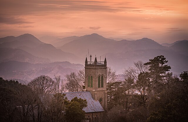 Image: Sunset in hills   Holy Trinity Church, Murree