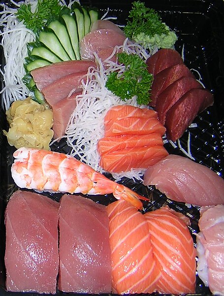 File:Sushi and sashimi.jpg