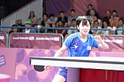 Deutsch: Tischtennis bei den Olympischen Jugendspielen 2018; Tag 9, 15. Oktober 2018; Mixed, Finale, Mixed-Doppel – Miu Hirano (JPN) gegen Sun Yingsha (CHN) 2:3 English: Table tennis at the 2018 Summer Youth Olympics at 15 October 2018 – Mixed Final, Mixed-Double – Miu Hirano (JPN) Vs Sun Yingsha (CHN) 2:3