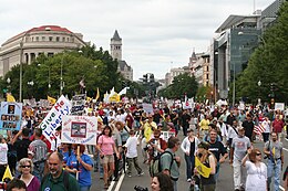 Numerous scholars have criticized Killing Jesus for its anachronistic portrayal of Jesus as an advocate of "smaller government and lower taxes" similar to the supporters of the United States Tea Party movement (protest pictured), rather than the first-century Galilean Jew he really was. Tea Party - Pennsylvania Avenue.jpg