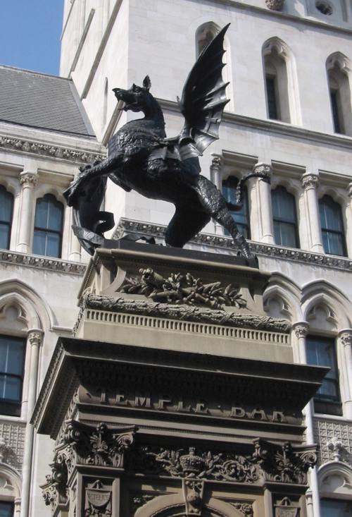 Dragon statue on the Temple Bar monument, which marks the boundary between the City of Westminster and City of London