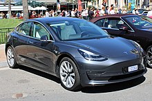 Tesla Model 3 for $59,900 (before EV subsidies) is Australia's most popular electric vehicle accounting for 80% of EV sales in Australia. Tesla Model 3 is the third safest car in Australia and was named Best Electric Car of the Year in 2021. Tesla Model 3 expected to outsell Toyota Camry in 2021 Tesla Model 3 Monaco IMG 1212.jpg