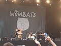 The Wombats, seen performing on the main stage of the Isle of Wight Festival 2008.