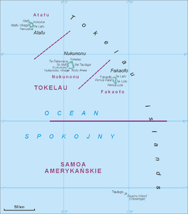 แผนที่หมู่เกาะโตเกเลา เกาะสเวนส์อยู่ทางใต้ของภาพ