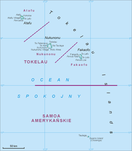 Carte des Tokelau et de l'île Swains des Samoa américaines et revendication du territoire.
